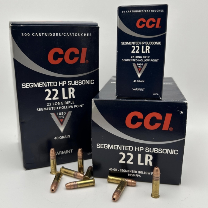 RIM Fire - 500 Rounds of CCI 22LR SubSonic 40gr Segmented HP 1050 FPS